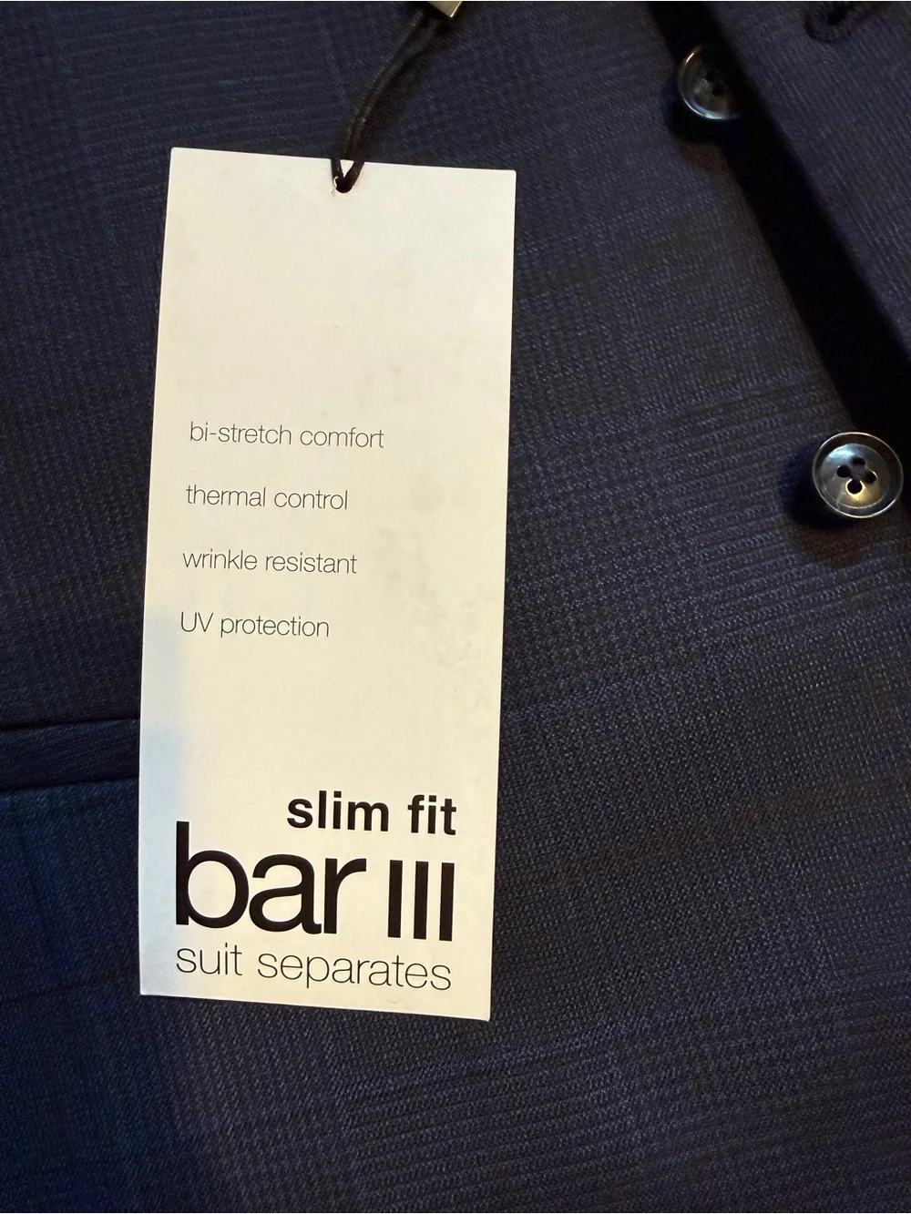 Bar III Slim Fit Blue Windowpane Vest